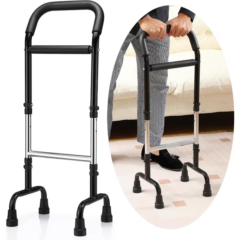 Adjustable Standing Assist Cane with Four-Legged Base