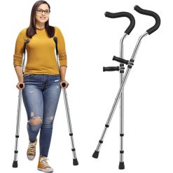 Pair of Heavy-Duty Adjustable Adult Crutches